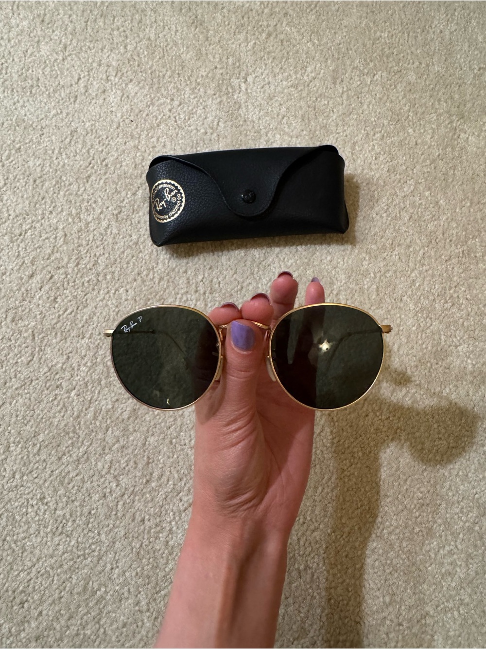 Ray-Ban Round Metal Sunglasses Gold Frame with Dark Lenses